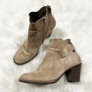 Paul Green‎ Suede Block Heel Ankle Boots Taupe Women's Size 5